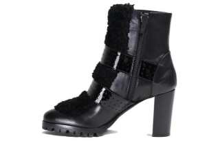 LONGCHAMP Leather Ankle Boots Women's Black