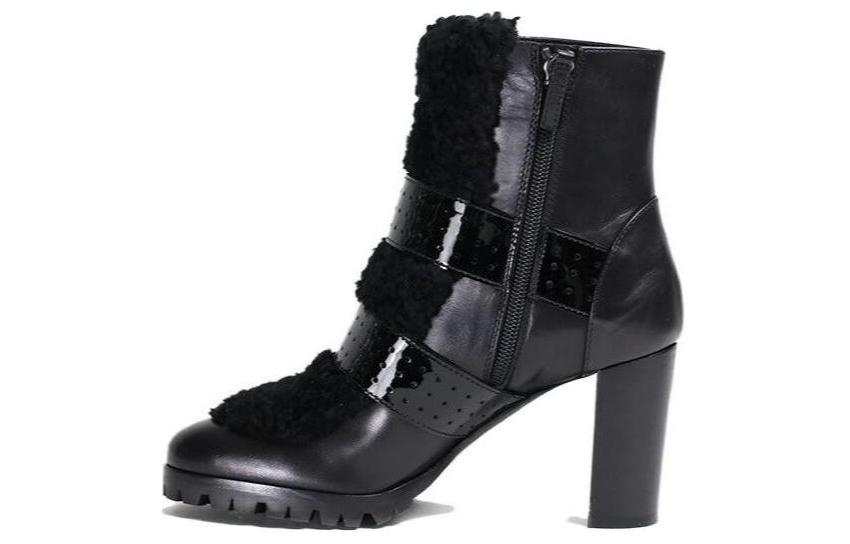 LONGCHAMP Leather Ankle Boots Women's Black
