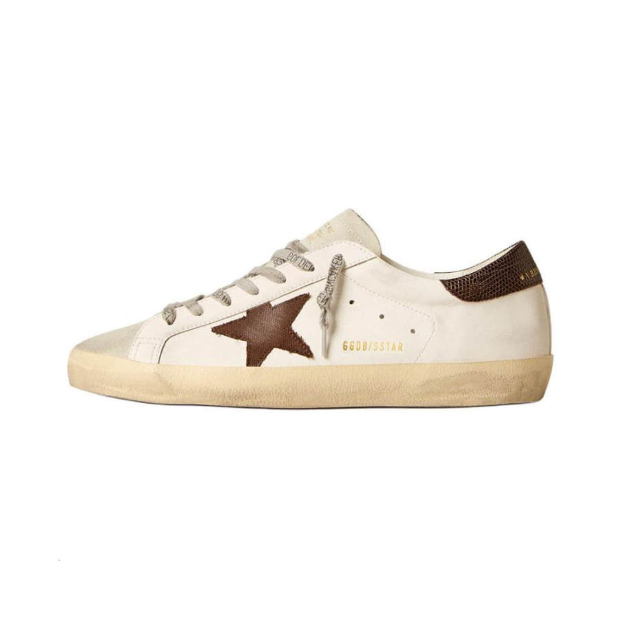 Golden Goose Super Star Cow Leather Low top Skateboard Shoes Men's Ecru
