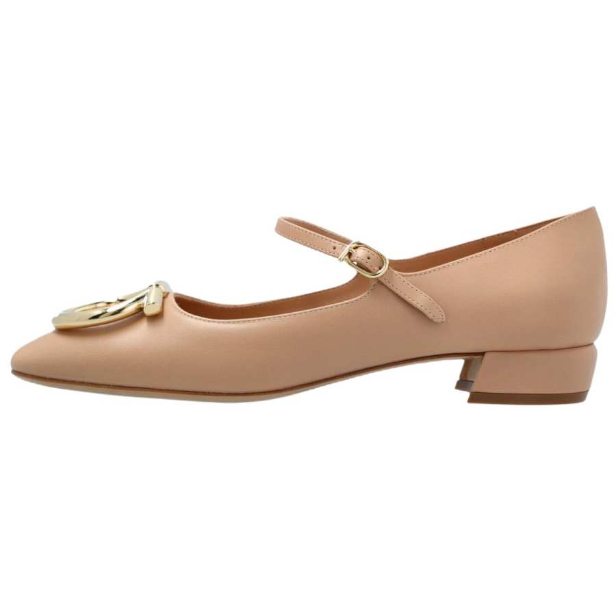 FERRAGAMO Marry Flat Mary Jane Shoes Women's Beige