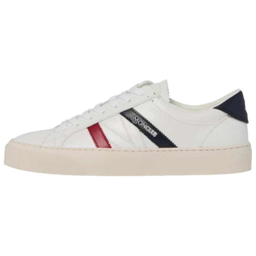 Moncler Monaco Leather Low top Skateboard Shoes Men's White