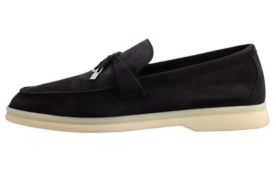 Loro Piana Suede Loafers Women's Black
