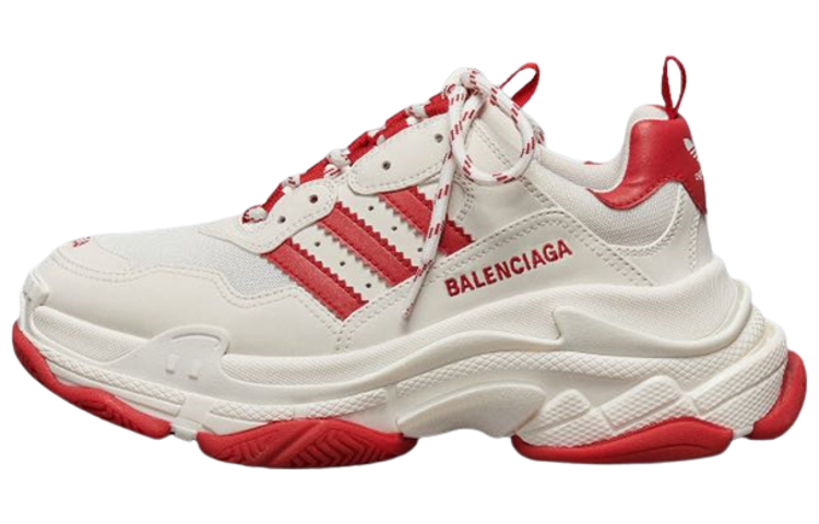 Balenciaga Adidas Originals x Balenciaga Triple S Lace Up Low top Chunky Sneakers Men's White Red