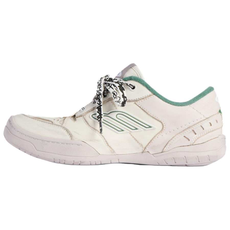 Balenciaga Hamptons Worn Out Cow Leather Low top Skateboard Shoes Men's Beige & Green