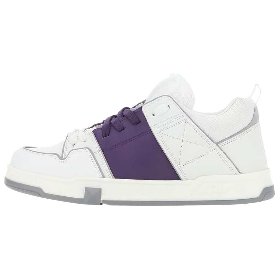 Valentino Open Garavani Skate Leather Low top Stylish Skateboarding Shoes Men's White Purple