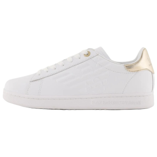 EMPORIO ARMANI EA7 Low top Skateboard Shoes Unisex White Gold