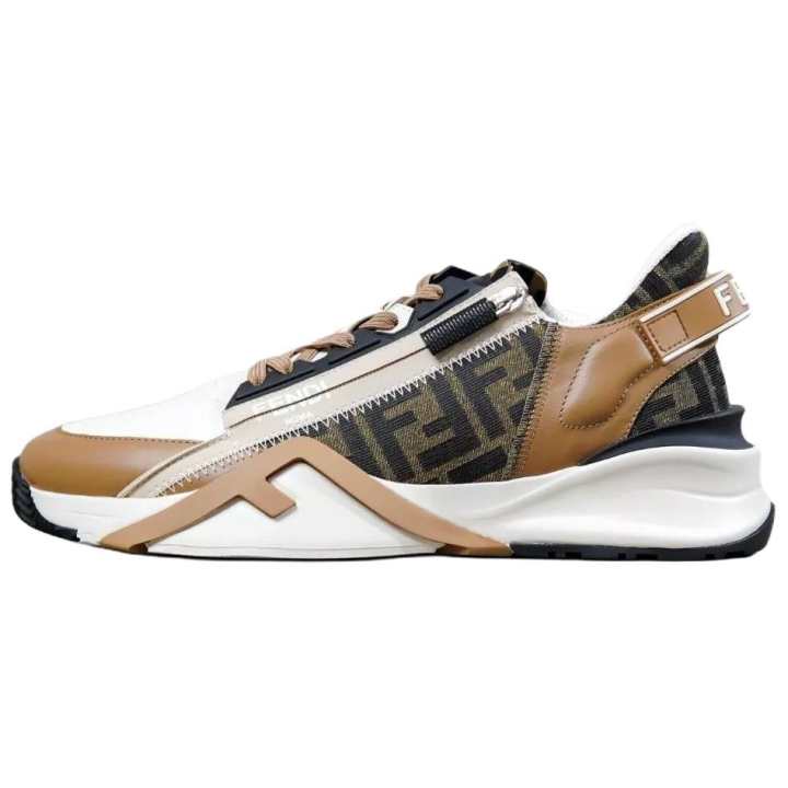 FENDI FENDI Flow Leather Low top Casual Shoes Men's White Brown