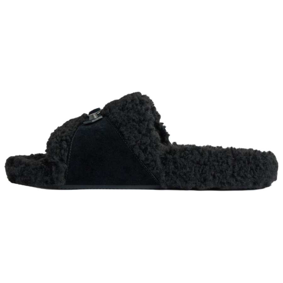 Balenciaga Furry Slide Slippers Men's Black