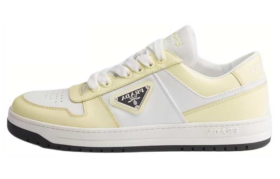 PRADA Downtown Leather Low top Skateboard Shoes Women's Yellow