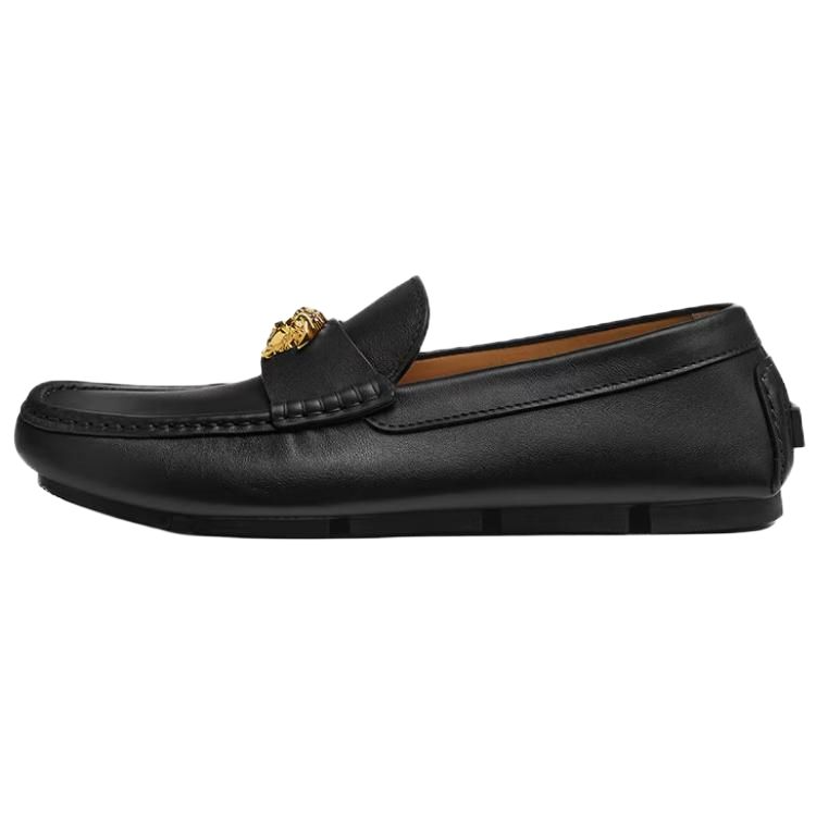VERSACE La Medusa Calfskin Casual Shoes Men's Black