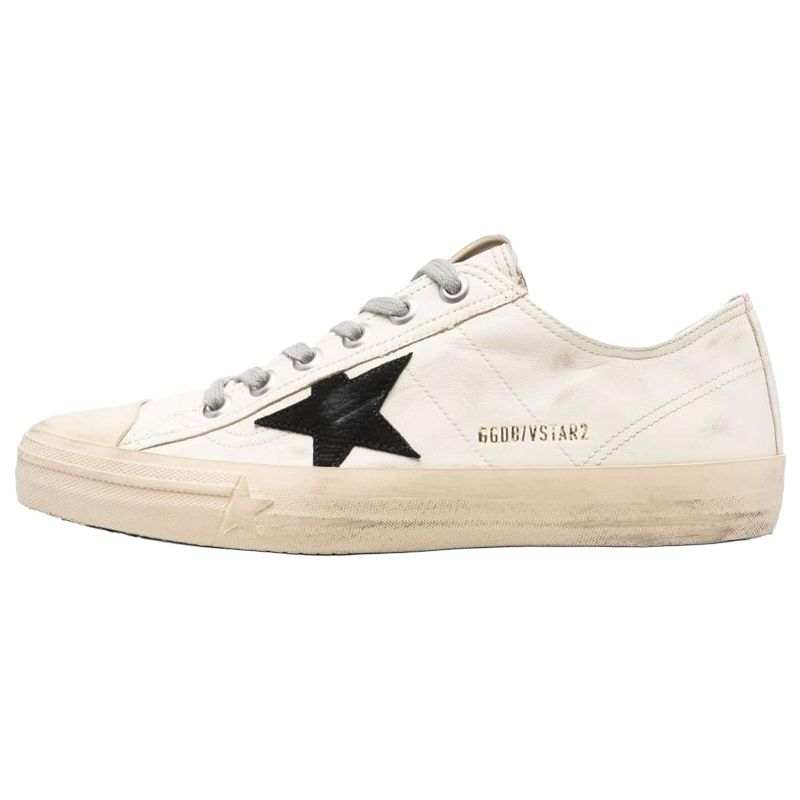 Golden Goose V Star Low top Skateboard Shoes Men's Ivory White Distressed