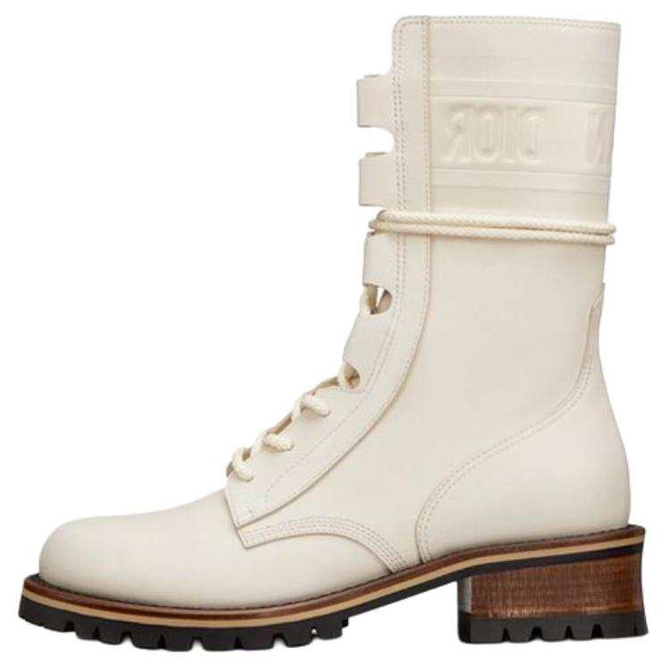 DIOR DIOR Trendy Crew Combat Boots Women's White