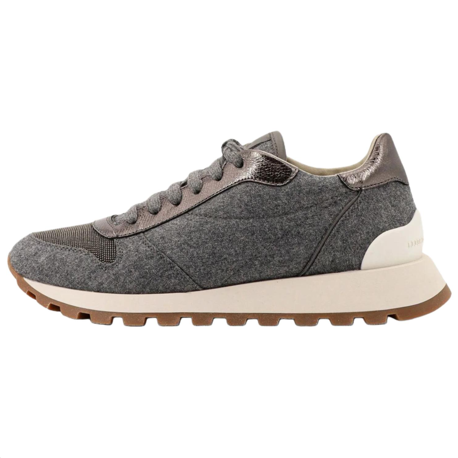 Brunello Cucinelli Runners Precious Toe Low top Casual Shoes Women's Gray