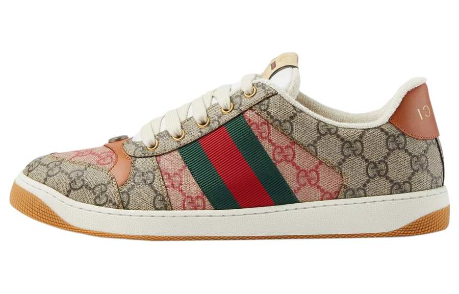 GUCCI Screener Stylish Skateboarding Shoes Men's Ebony Beige