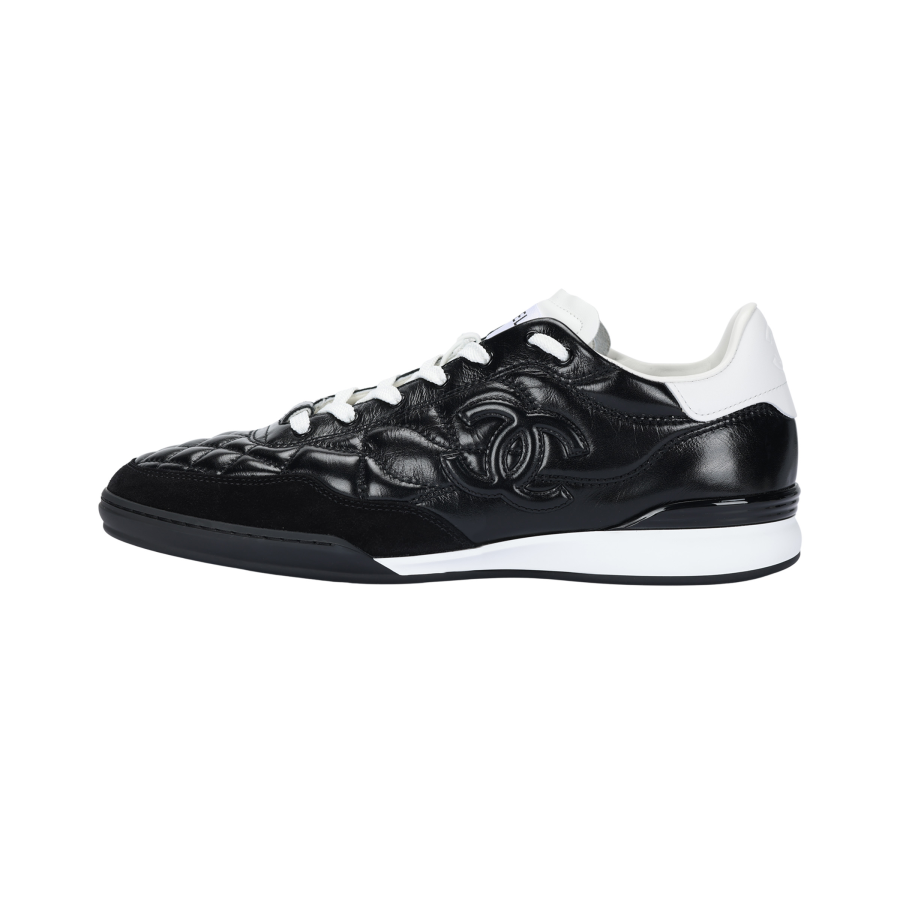 CHANEL 24a German Army Trainers Leather Low top Casual Shoes Men's Black