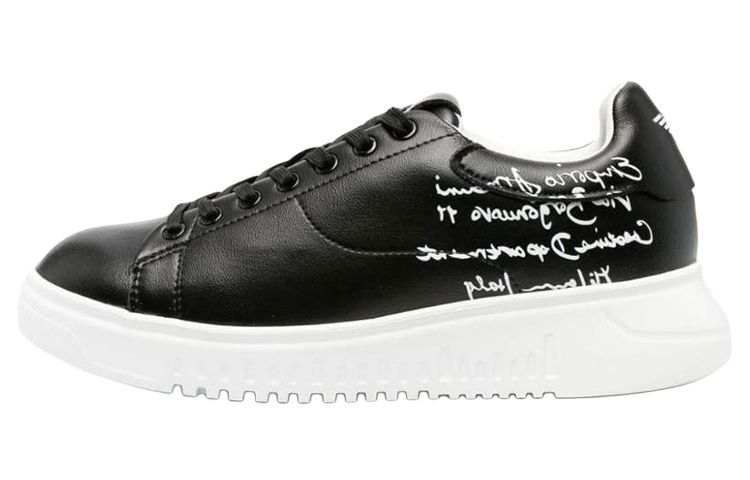 EMPORIO ARMANI Calligraphy-print Leather Sneakers