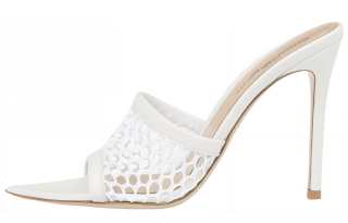 GIANVITO ROSSI Alisa Leather Slide Slippers Women's White