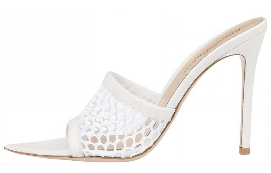 GIANVITO ROSSI Alisa Leather Slide Slippers Women's White