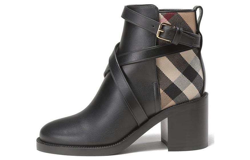 Burberry Leather Ankle Boots Women's Tibetan Beige Black