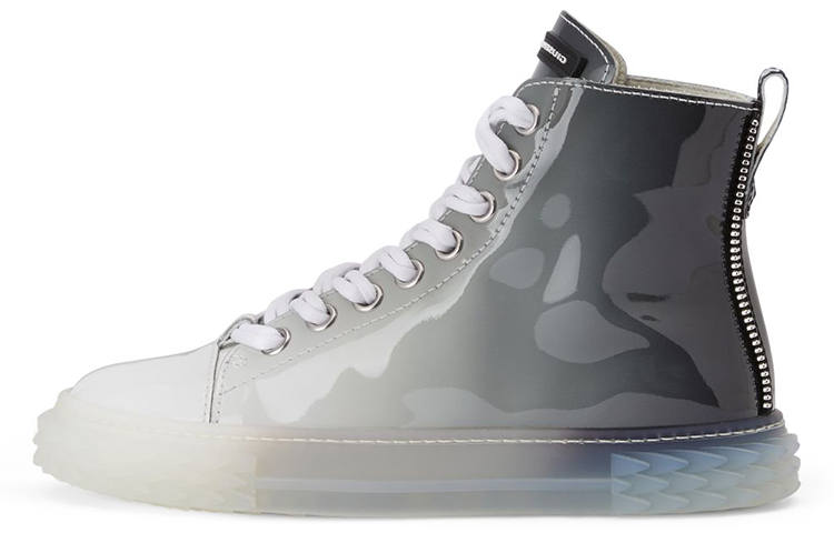 Giuseppe Zanotti Giuseppe Zanotti/GZ Blabber Patent Leather Minimalist Fashion High top Skateboard Shoes Women's Gray