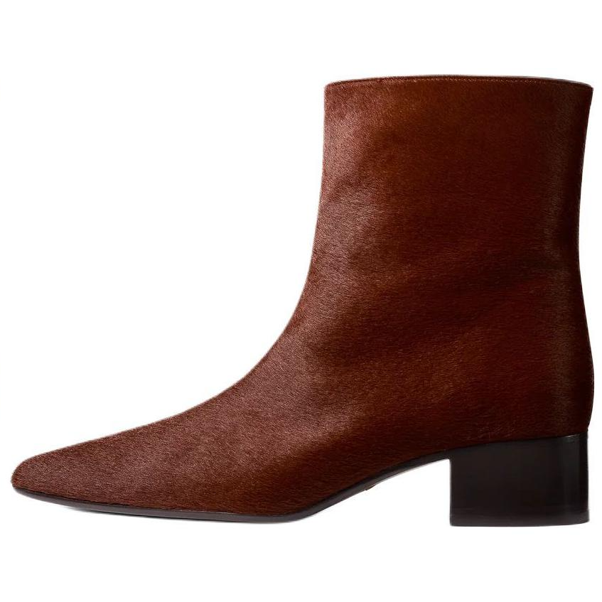 KHAITE Andee Calfskin Ankle Boots 4cm Women's Brown