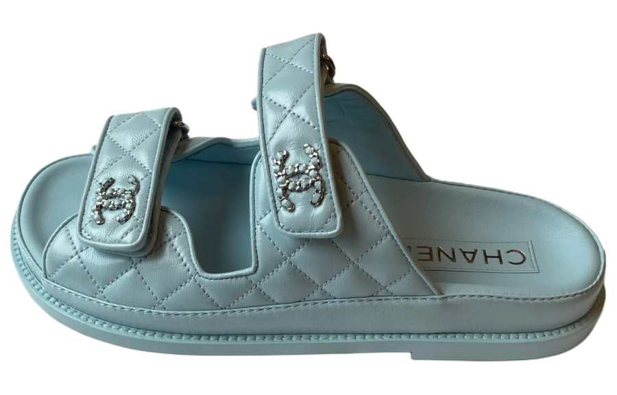 CHANEL CHANEL Rubber Slide Slippers Women's Blue