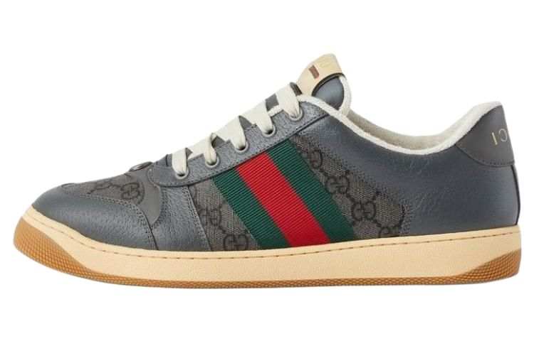 GUCCI GUCCI Screener Distressed Shoes Canvas Stylish Skateboarding Shoes Men's Gray