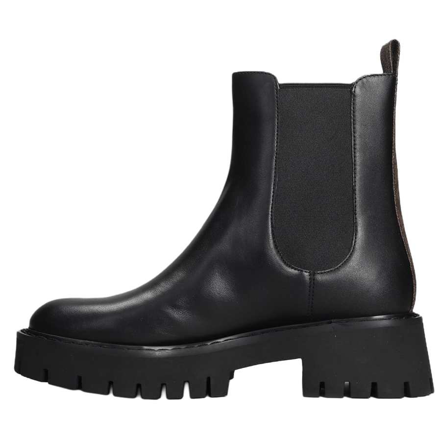 MICHAEL KORS Anfibi Leather Short Chelsea Boots Women's Black