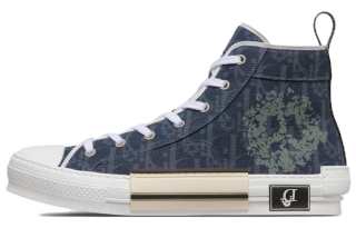 DIOR Sneaker B23 High Top Sneaker Blue Oblique And Peace Sign DIOR Tears Denim