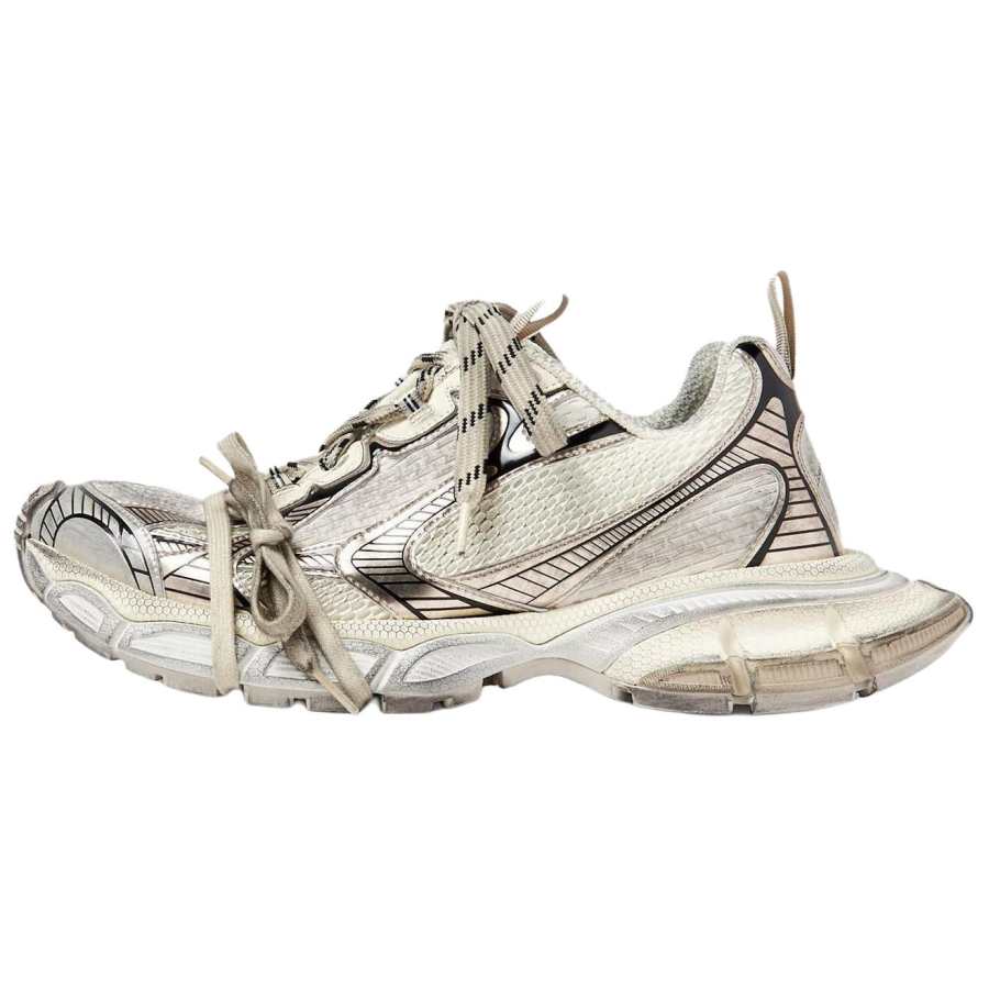 Balenciaga 3XL Mesh, Leather Low top Chunky Sneakers Women's Champagne