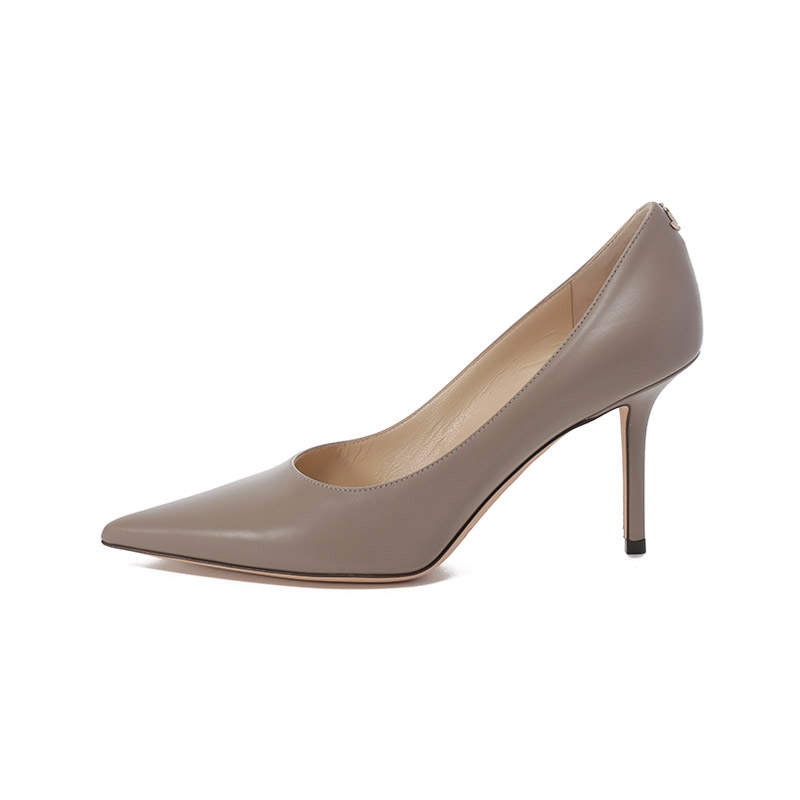 Jimmy Choo LOVE Cow Leather Slim Heel High Heels 8.5cm Women's Taupe Gray