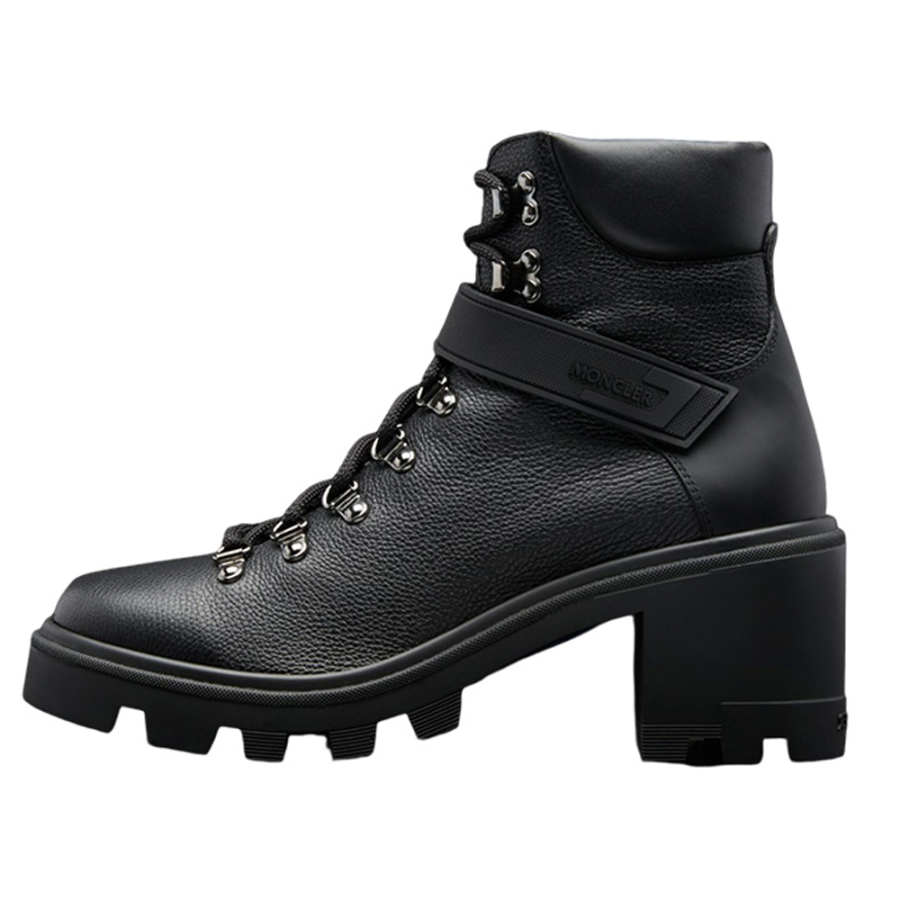 Moncler Leather Ankle Boots 5cm Women's Black