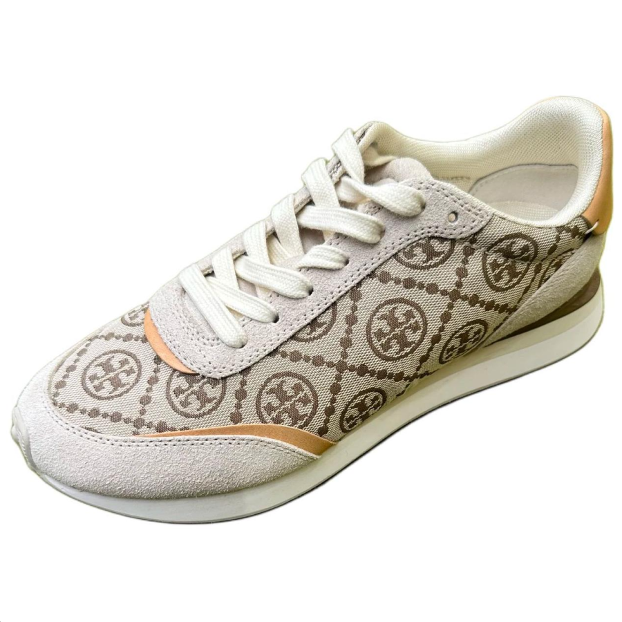 TORY BURCH T Monogram Destiny Low top Casual Shoes Women's Umber & Lime Gray