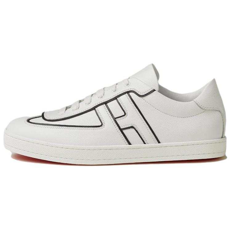 HERMES Boomerang Leather Low top Skateboard Shoes Men's White
