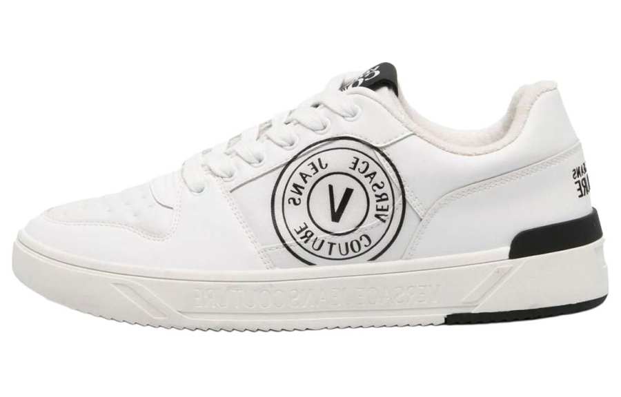VERSACE JEANS COUTURE Leather Low top Skateboard Shoes Men's White
