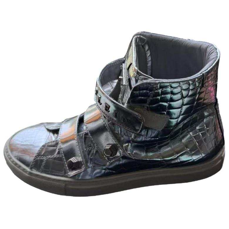 PHILIPP PLEIN Leather High top Skateboard Shoes Women's Silver