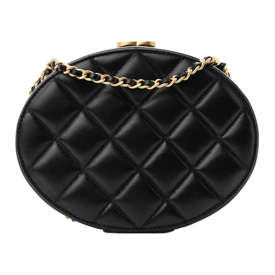 CHANEL Lambskin Evening Bag Crossbody Bag Women's Black