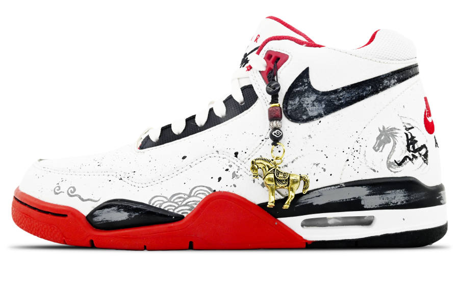 Nike Nike Flight Legacy Cushioning, Wear Resistant Mid top Vintage Basketball Shoes Unisex Red Black White