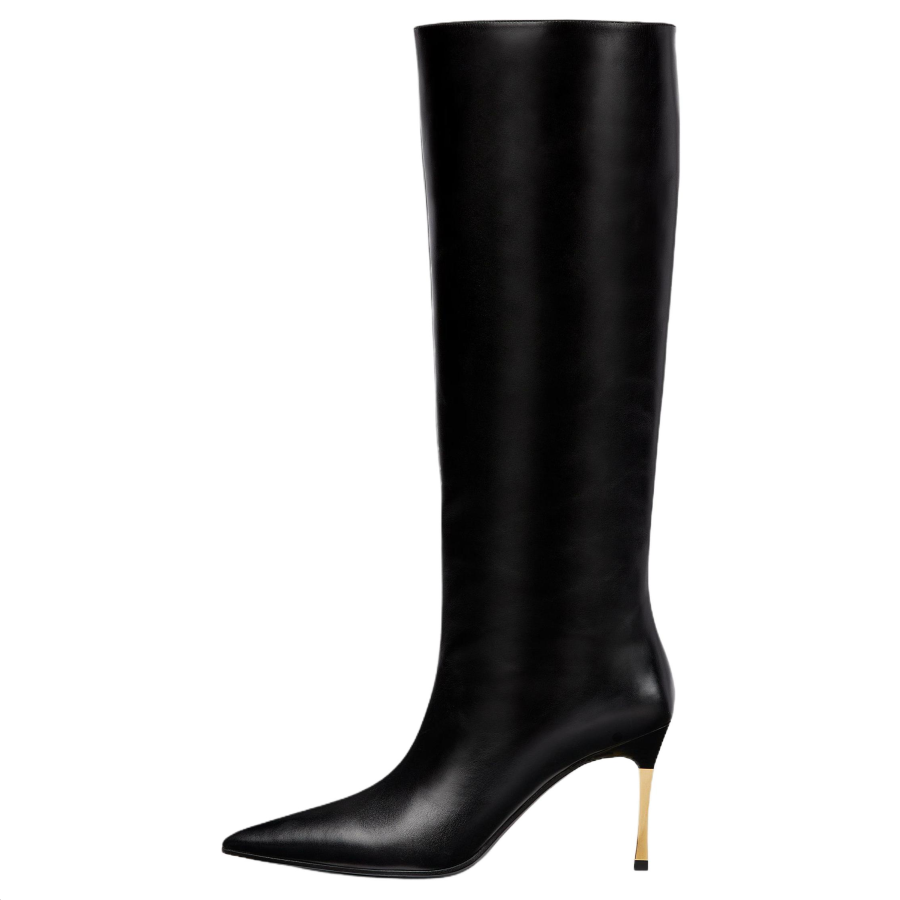 GUCCI Leather Knee high Boots 8.5cm Women's Black
