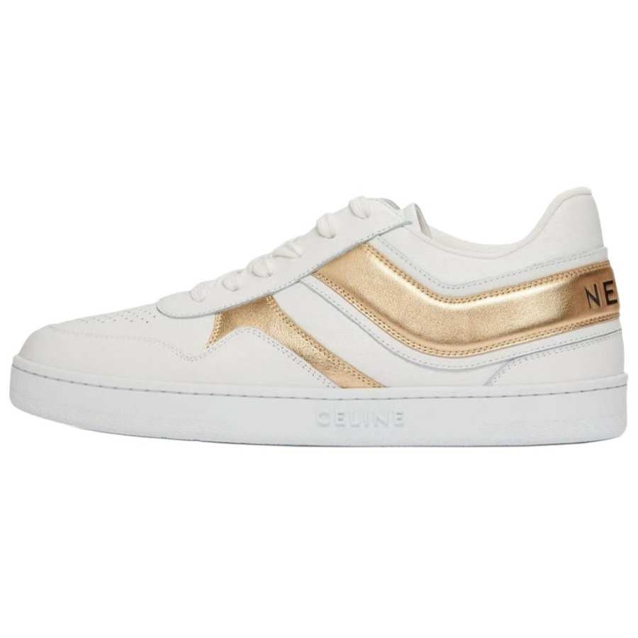CELINE Low top Stylish Skateboarding Shoes Women's White Gold