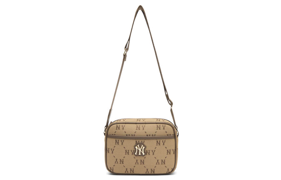 MLB New York Yankees Monogram Polyester Crossbody Bags Unisex Khaki Brown