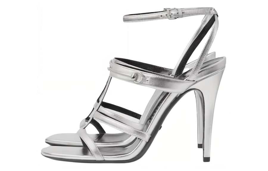 GUCCI Leather Roman Sandals Women's Silver