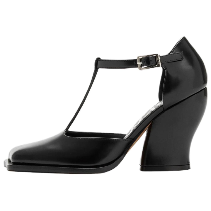 LOEWE LOEWE Onda Cow Leather Chunky Heel High Heels 9cm Women's Black