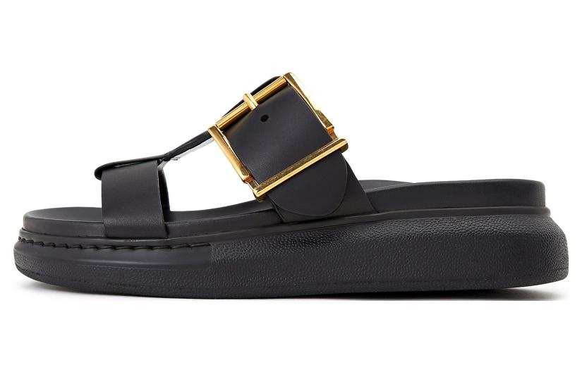 Alexander McQueen Hybrid Calfskin Stylish Sandal Women's Black