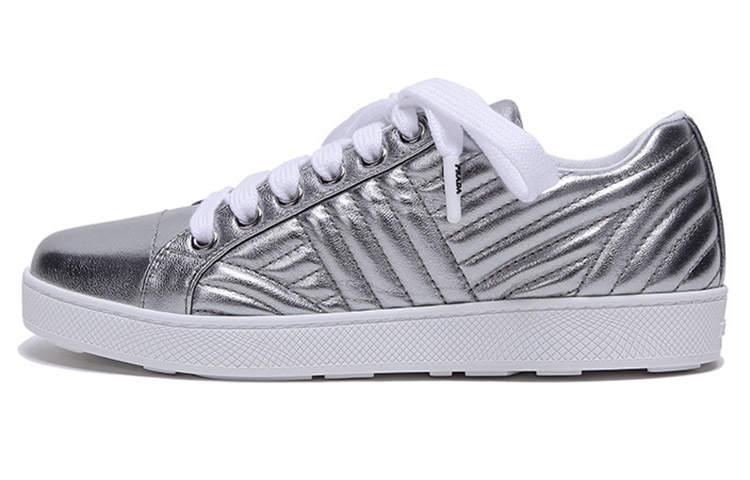 PRADA PRADA Leather Sneakers 'Silver' Women's