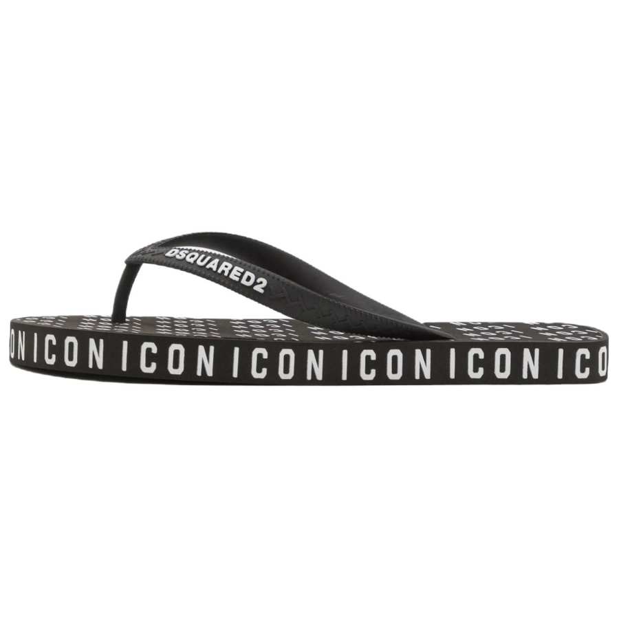 DSQUARED 2 Dsquared2 Icon All Over Logo Printed Flip Flops
