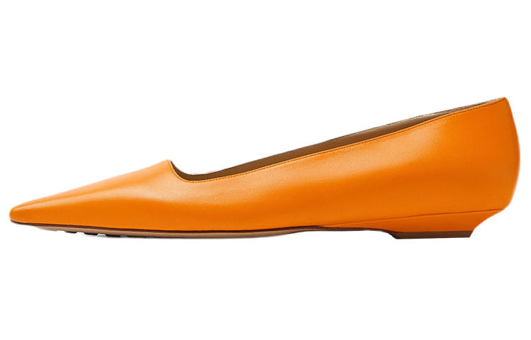 Bottega Veneta Leather Ballet Flat Orange Women's