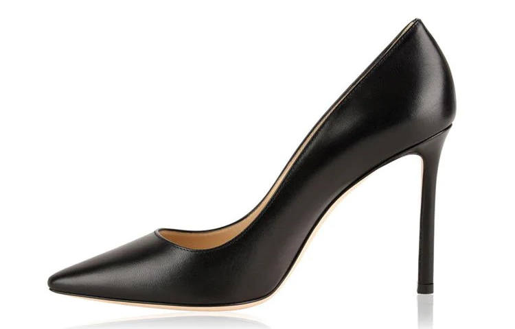 Jimmy Choo Romy Leather Slim Heel High Heels 10cm Women's Black