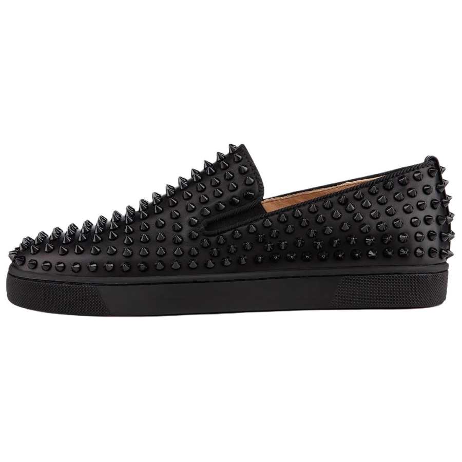 Christian Louboutin CL Roller Boat Calfskin Casual Shoes Men's Black