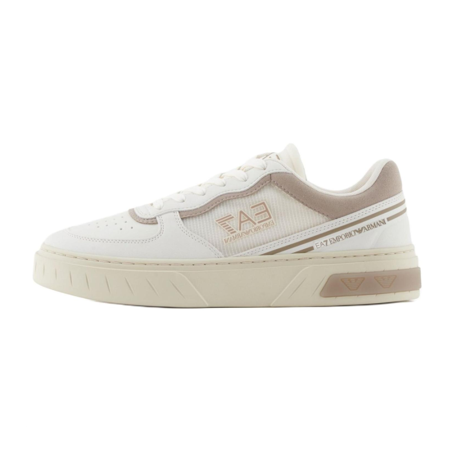EMPORIO ARMANI EA7 PU, Textile Low top Skateboard Shoes Unisex Beige